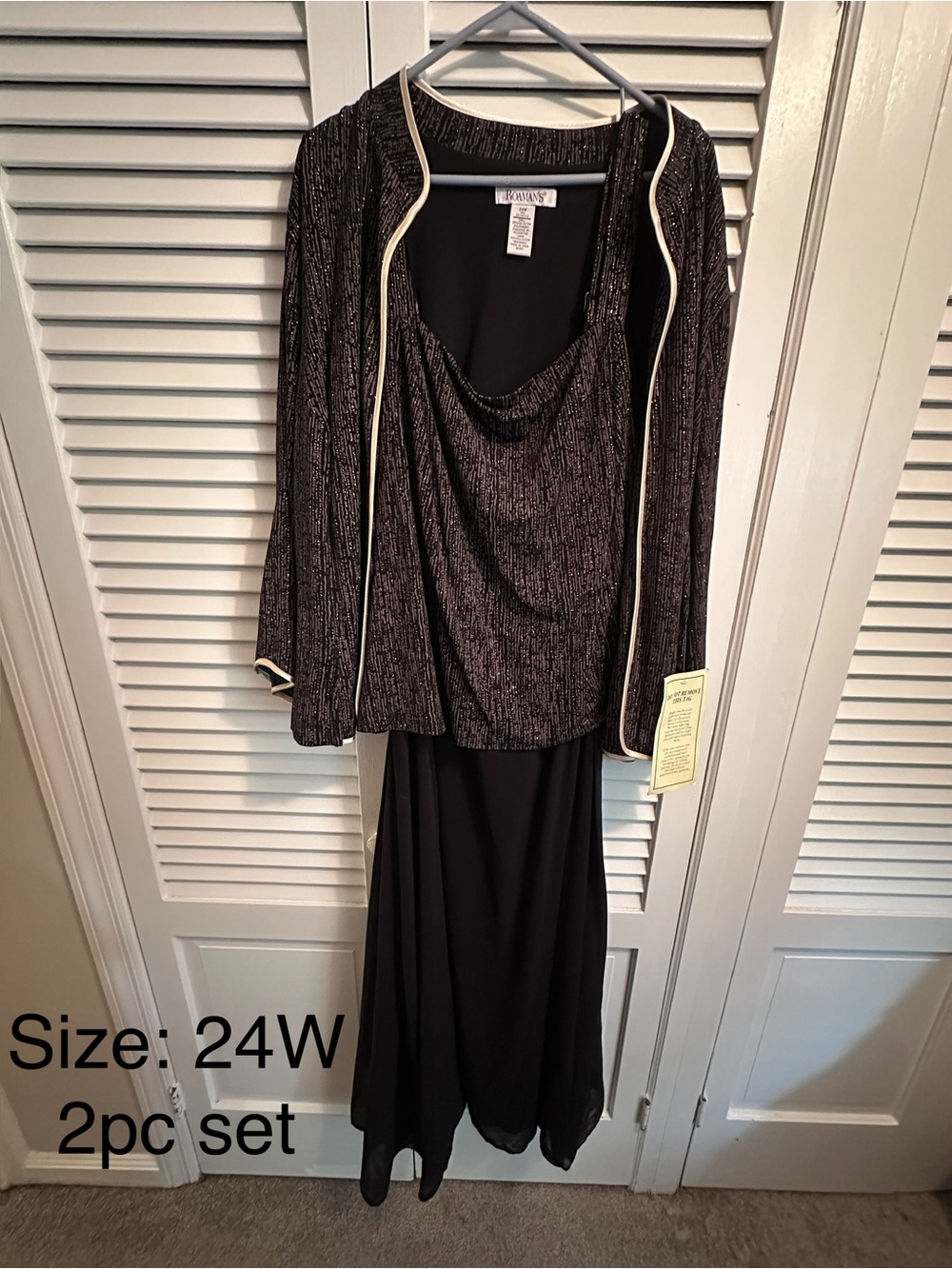 2-Piece Black Metallic Evening Skirt Set